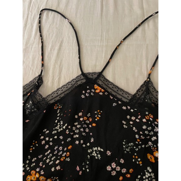 Zadig & Voltaire Floral Maxi Dress Lace Trim Racerback Hi Low SM Boho Dark Fem - Picture 4 of 16